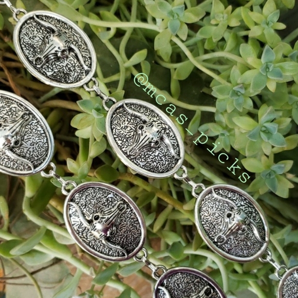 Bull Concho Belt Chain Belt Western Belt Cowgirl Belt Rodeo Belt Steer Belt - Picture 5 of 16